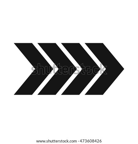 Striped arrow icon in simple style isolated on white background. Click and choice symbol