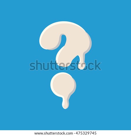 Question mark isolated on baby blue background. Milky question mark vector illustration