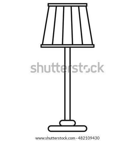Floor lamp icon in outline style on a white background vector illustration