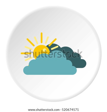 Sun behind clouds icon. Flat illustration of sun behind clouds vector icon for web