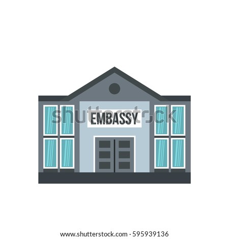 Embassy icon. Flat illustration of embassy vector icon isolated on white background