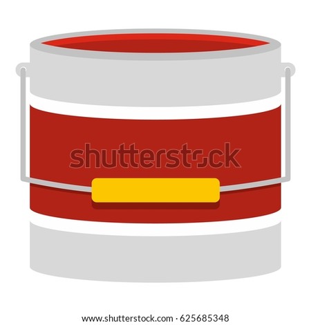 Red paint bucket icon flat isolated on white background vector illustration
