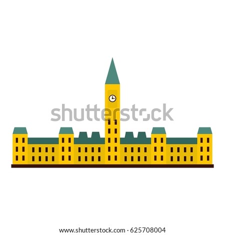 Parliament Hill, Ottawa icon flat isolated on white background vector illustration