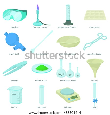 Chemical laboratory tools icons set. Cartoon illustration of 16 chemical laboratory tools vector icons for web