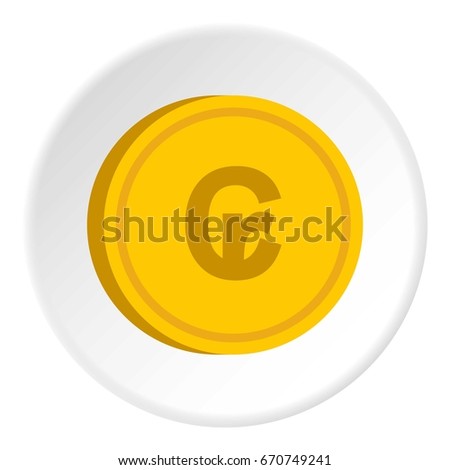 Gold coin with cruzeiro sign icon in flat circle isolated vector illustration for web