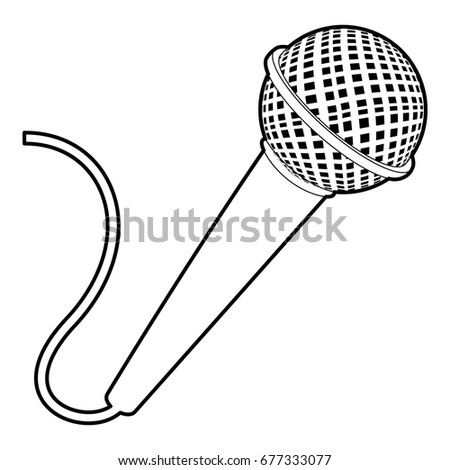 Microphone icon. Outline illustration of microphone vector icon for web design