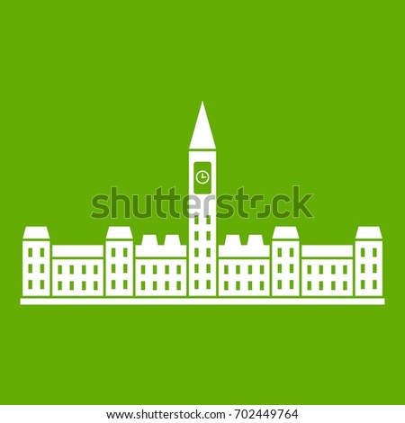 Parliament Building of Canada icon white isolated on green background. Vector illustration