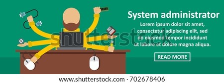System administrator banner horizontal concept. Flat illustration of system administrator banner horizontal vector concept for web