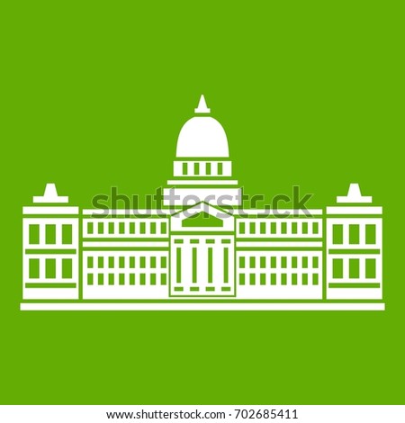 Palace of Congress in Buenos Aires, Argentina icon white isolated on green background. Vector illustration