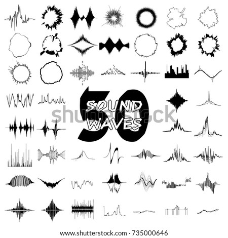 50 Sound wave audio icons set. Simple illustration of 16 sound wave audio vector icons for web
