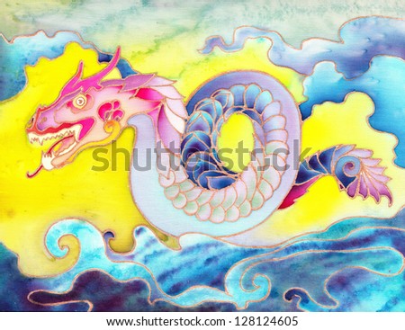 Colorful Oriental Dragon/ Painted Oriental Dragon (Batik)