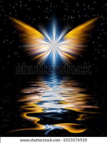 Image, Stock Photo Shining angel in reflection