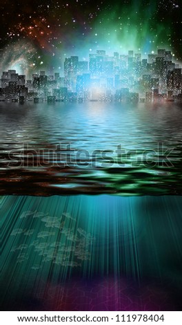 Fantasy City and Underwater Scene