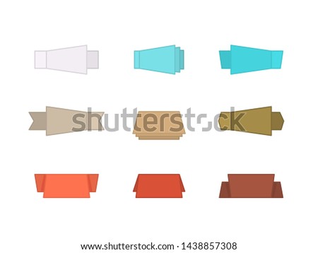 Set of colored ribbons, labels, bookmarks with multiple layers isolated on the white background