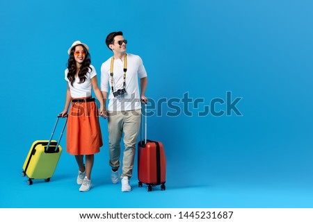 Similar – Image, Stock Photo Young tourist holding boyfriend hand in “Cuesta del rey chico” near to “La Alhambra” Granada, Spain