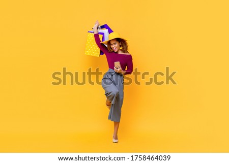 Similar – Image, Stock Photo Trendy woman with bag standing near lake