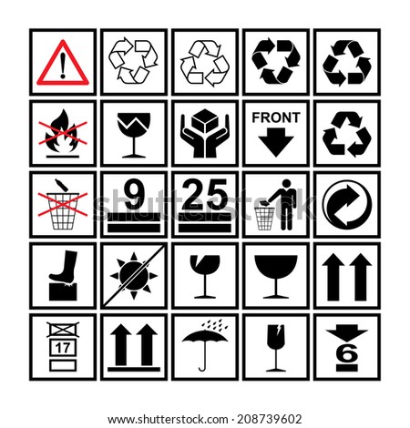 Handling & Packing Icon Set - Can Be Used As Signs Or Labels Beside ...