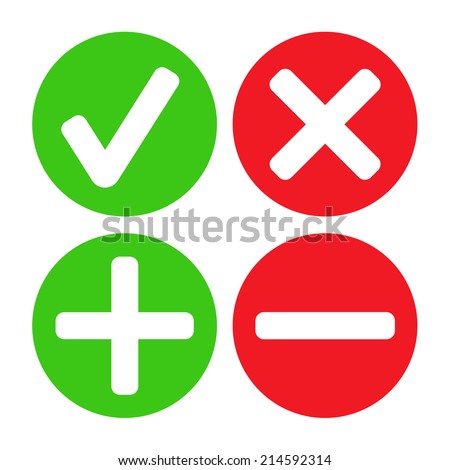 Add, delete, cross & check mark icons - can be used as website, application & social media interface buttons