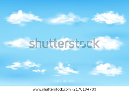 Set of could vector illustration on summer blue sky background