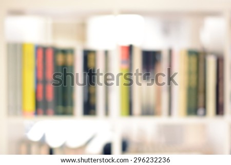 Blurred bookshelf for background