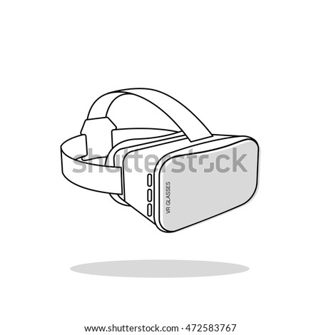 Virtual reality (or VR) glasses outline vector icon