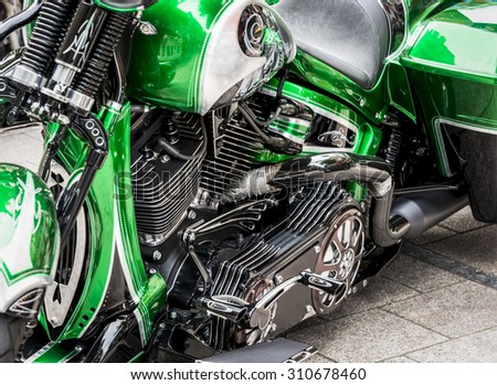 Hamburg, Germany - June 20, 2015: Detail shots of a Harley Davidson at the Harley Days in Hamburg 2015