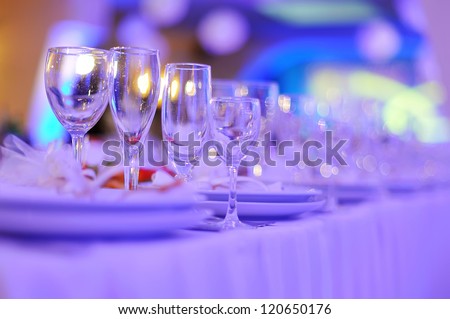 wedding banquet in restaurant, served table