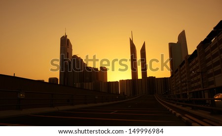 walking streets in the Dubai city during sunset