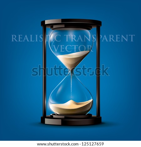 Transparent vector sand clock on blue background