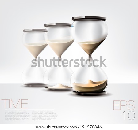 sand clocks in three stages. Time concept. Editable transparent vector graphic