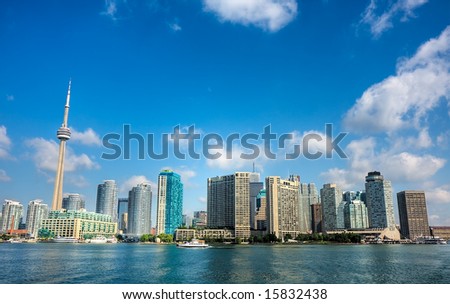 A high dynamic range shot of the Toronto, Ontario, Canada city skyline.