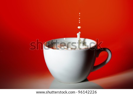 milk is splashing  in cup