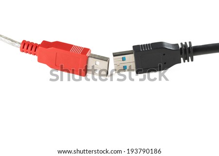 Computer USB Cables isolated on white background