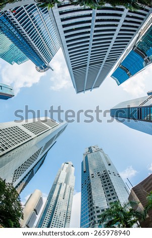 Singapore City Skyline Building Looking Up , Singapore March 17, 2015