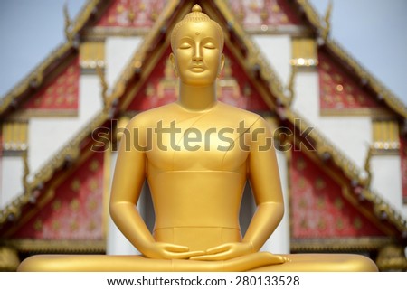 Picture from world heritage Ayutthaya site, Buddha statue in front of Wat Phra Sisanphet temple, Thailand