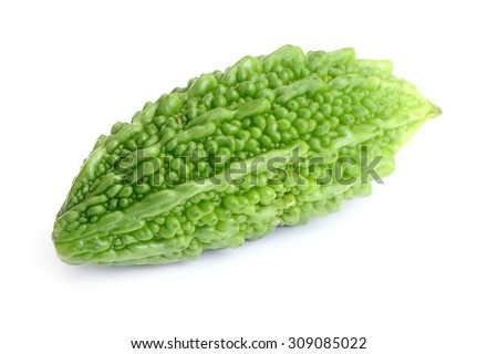 Bitter gourd or melon size as cucumber on white background