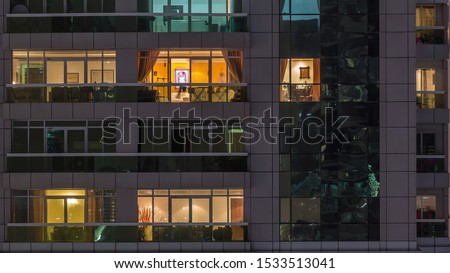 Similar – Image, Stock Photo Modern apartment with window view of city