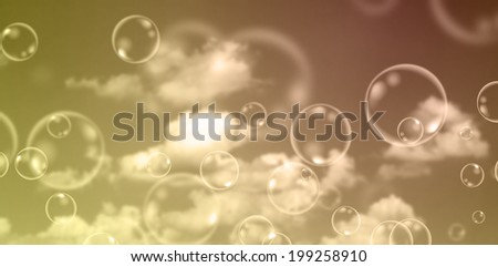 Soap bubbles on the sky background. Color filters.