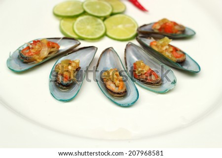 Asian green mussels Spicy Food