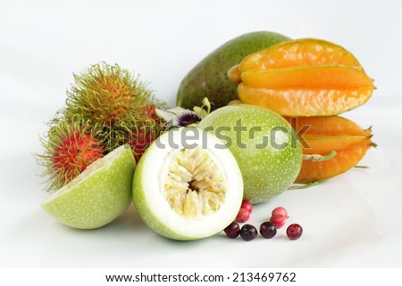 Passion fruit on white background, Isolate passion fruit.