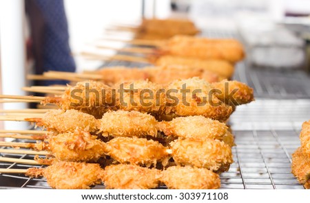 Fried food in Thailand street.Thailand street food is favorite local food style.