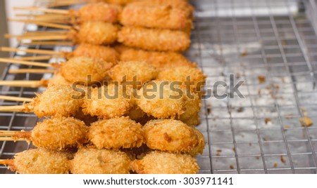 Fried food in Thailand street.Thailand street food is favorite local food style.