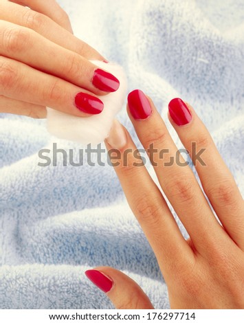 woman hands nails palish
