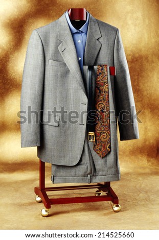 man classic dress suit on hanger