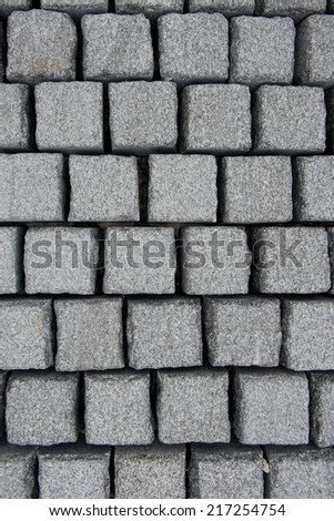 Construction of a new pavement in Skofja Loka with granite blocks.