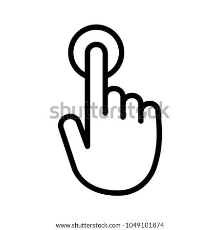Hand with finger touch or tap gesture line art vector icon for apps and websites