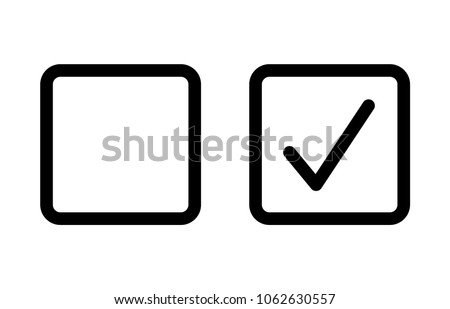 Checkbox set with blank and checked checkbox line art vector icon for apps and websites