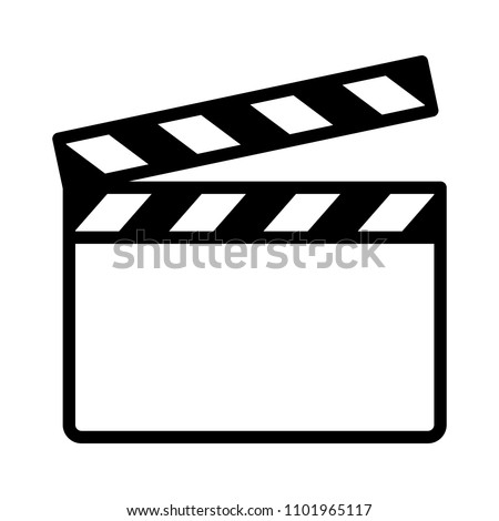 Movie clapperboard or film clapboard line art vector icon for video apps and websites