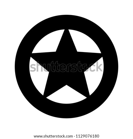 Sheriff or Texas Ranger wild west circular star in a wheel badge flat vector icon for games and websites