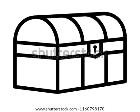 Treasure chest loot box or antique trunk line art icon for games and websites